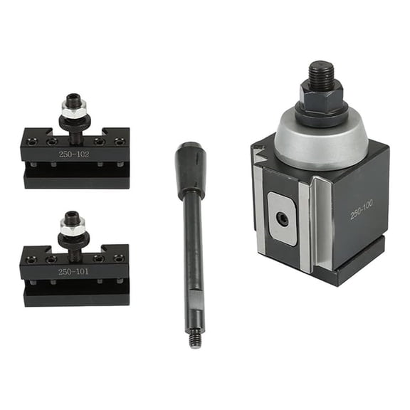3Pcs AXA Piston Type Tool Post Set 250-100 Piston Type Tool Post 250-101, 250-102 Quick Turning and Facing Holder Fit for Lathe