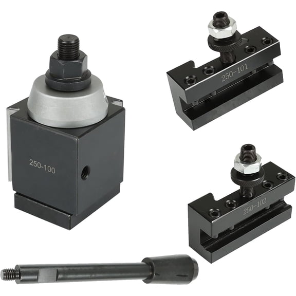 3Pcs AXA Quick Change Tool Post Set Steel Piston Type Tool Post Set Include 250-100 CNC Tool Post, 250-101, 250-102 Quick Change CNC Lathe Turning and Facing Holder