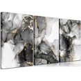 thumbnail image 1 of 3Pcs Abstract Marble Wall Art Black and Gold Bathroom Decor Nordic Watercolor Gray White Fluid Ink Lines Canvas Picture Contemporary Painting Artwork for Living Room Bedroom Office Home Decor, 1 of 6
