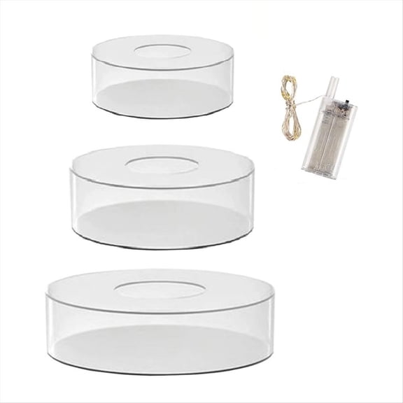 3Pcs Acrylic Cake Stand with LED Lights 6inch,8inch,10inch Clear Fillable Cake Riser Round 3 Tier Case Cylinder Box,3 * Cake Stands (6inch, 8inch, 10inch) 1 * Light (With 2*AA batteries),Transparent