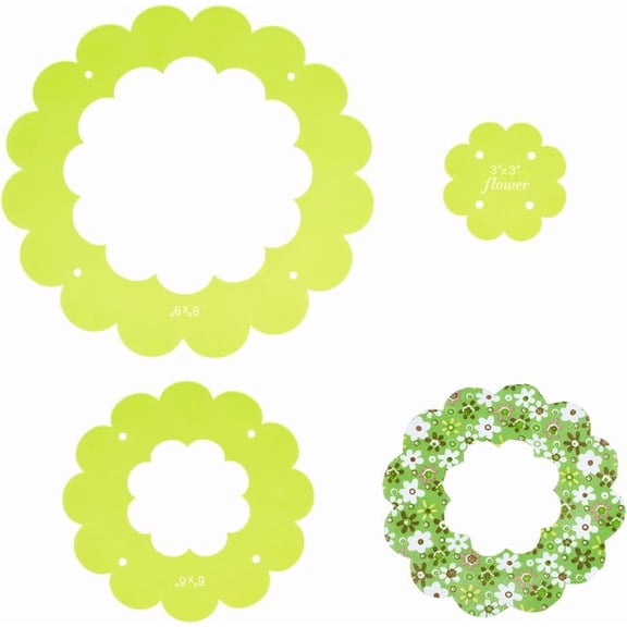 3Pcs Acrylic Template Flower Green Yellow 72~228x2.5mm Hole: 4mm