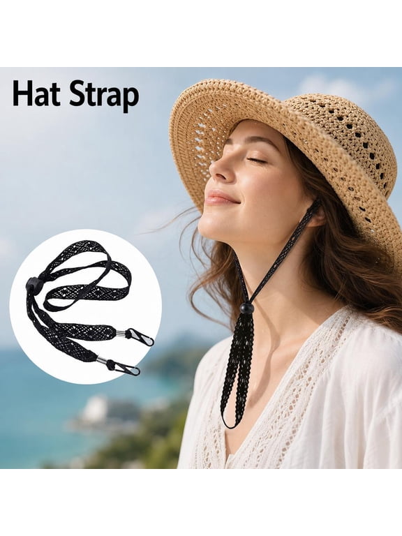 3Pcs Adjustable Hat Straps for Wind, Outdoor Headwear Lanyard for Wide Brim Sun Beach Straw Hats, Camping Hiking Boating Summer Essential