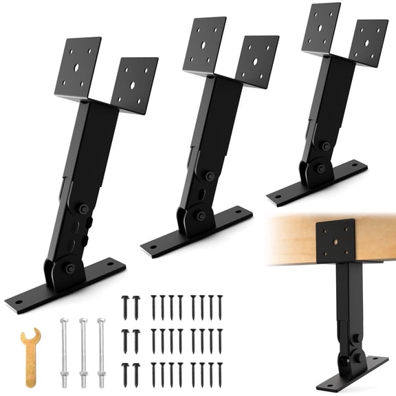 3Pcs Adjustable Roof Riser Brackets Kit  12.2"-16.2" Height & Angle Adjustable, Heavy Duty Stainless Steel 4x4 Saddle Mount Brackets for Pergola, Patio Cover, Wood Post, Gazebo