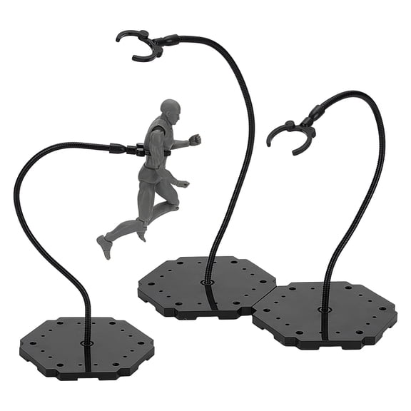 3Pcs Adjustable Snake Bones Action Figure Stand Black Assembly Action Figures Display Holder with Base Plastic Model Support Stands
