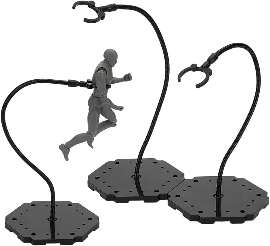 3Pcs Adjustable Snake Bones Action Figure Stand Black with Base Plastic ...
