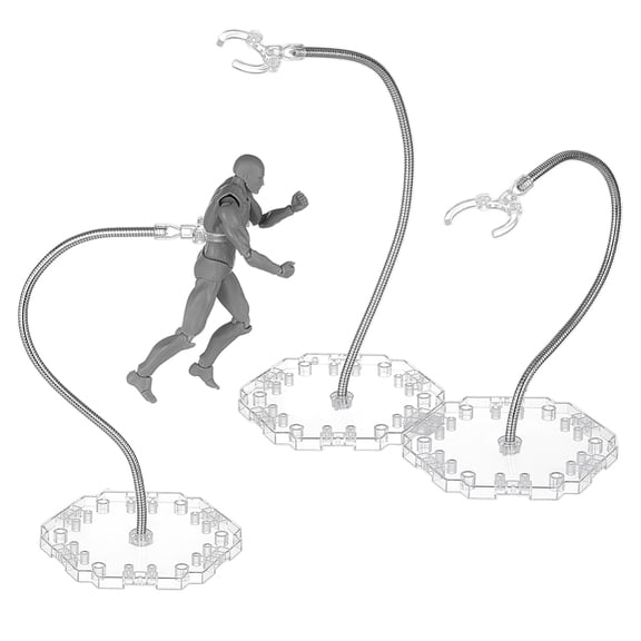 3Pcs Adjustable Snake Bones Action Figure Stand Clear Assembly Action Figures Display Holder with Base