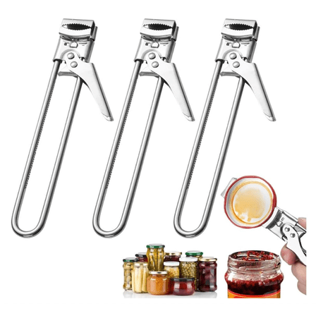 3Pcs Adjustable Stainless Steel Can Opener, 2026 New Metal Can Opener for Canning Lids, Multifunctional Can Bottle Jar Lid Opener for Seniors