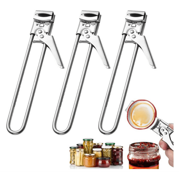 3Pcs Adjustable Stainless Steel Can Opener, 2026 New Metal Can Opener for Canning Lids, Multifunctional Can Bottle Jar Lid Opener for Seniors