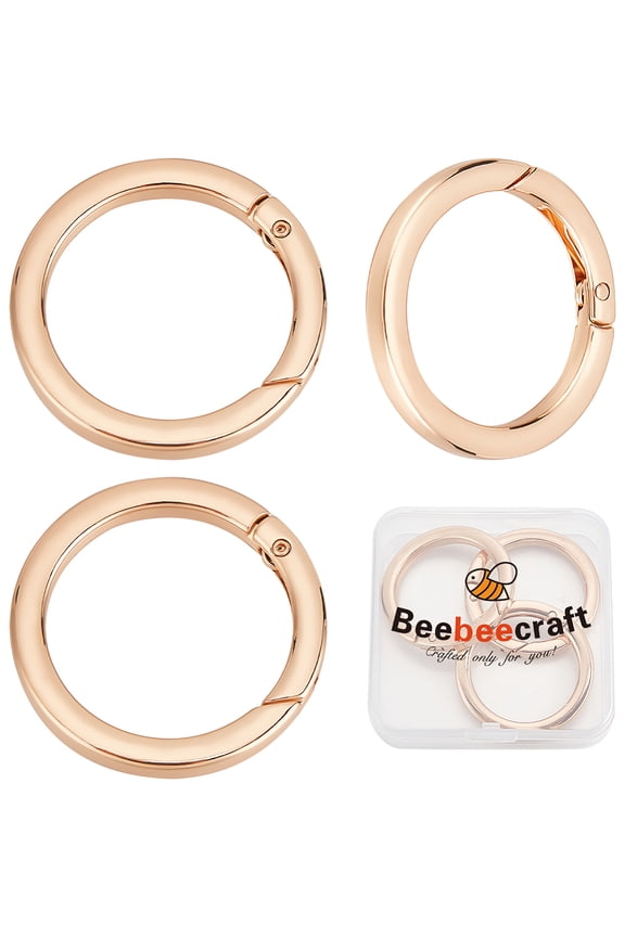 3Pcs Alloy Spring Gate Rings Ring Light Gold 41x5mm Inner Diameter: 32mm
