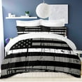 thumbnail image 1 of Beartech 3 Pcs American Flag Bedding Set Queen Size Holiday American Flag Duvet Cover American Flag Quilt Cover White Gray Stripe Independence Day Decor, 1 of 9