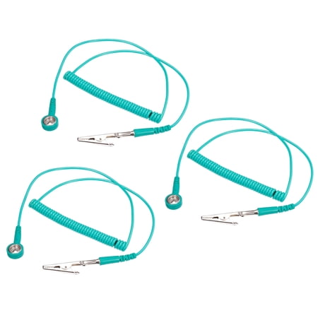 3Pcs Anti Static Wristband Wire, 5ft PU Metal Single Wire with Alligator Clip (Wristband Not Included)