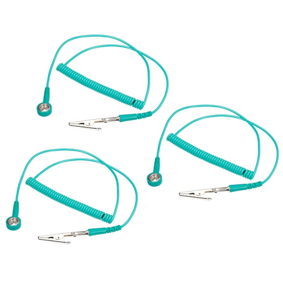 3Pcs Anti Static Wristband Wire, 5ft PU Metal Single Wire with Alligator Clip (Wristband Not Included)