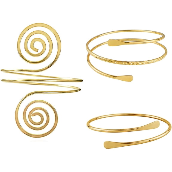 3Pcs Arm Cuff Bracelet For Girls Women, Adjustable Open Wide Wire Bracelets Bangles, Adjustable Upper Arm Cuff, Minimalist Style Bangle Open Armlets Fashion Wrist For Date Party Daily Travel Gift