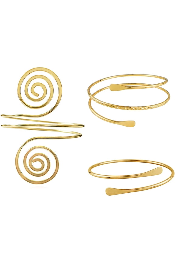 3Pcs Arm Cuff Bracelet For Girls Women, Adjustable Open Wide Wire Bracelets Bangles, Adjustable Upper Arm Cuff, Minimalist Style Bangle Open Armlets Fashion Wrist For Date Party Daily Travel Gift
