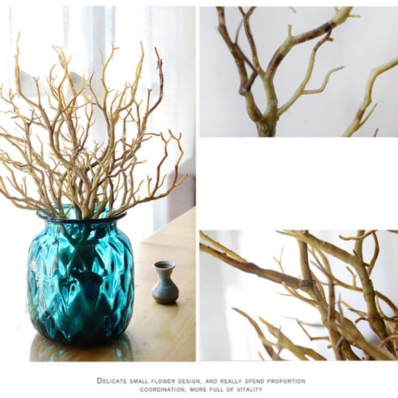 3Pcs Artificial Dry Plant Tree Branch Fake Foliage Green Home Wedding Decor