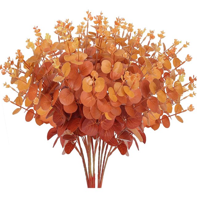 3Pcs Artificial Eucalyptus Leaves Branches Fake Fall Plant Faux Stems Thanksgiving Halloween