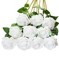 thumbnail image 1 of 3Pcs Artificial Flowers, Artificial Roses, Silk Artificial Flowers, Realistic Rose Bouquets with Long Stems, Wedding, Family Party, Birthday Decorations. 3Pcs White, 1 of 6