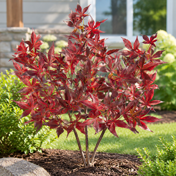3Pcs Artificial Maple Leaves Branches 30'' Autumn Fake Fall Leaves Stems Plants Faux Maple Leaf Bushes Shrubs for Home Kitchen Decor Thanksgiving Table Fireplace Festival Party Decorations Red