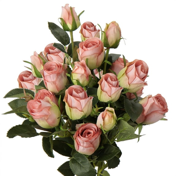 3Pcs Artificial Rose Bud Silk Flowers Bush 21" Long Stem Artificial Flowers Arrangement Wedding Decor Faux Roses Pink
