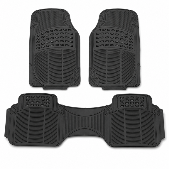 3-Pack Car Floor Mats Set for Front and Rear  Heavy Duty PVC Rubber, Trimmable Fit Most Cars, SUVs, and Trucks