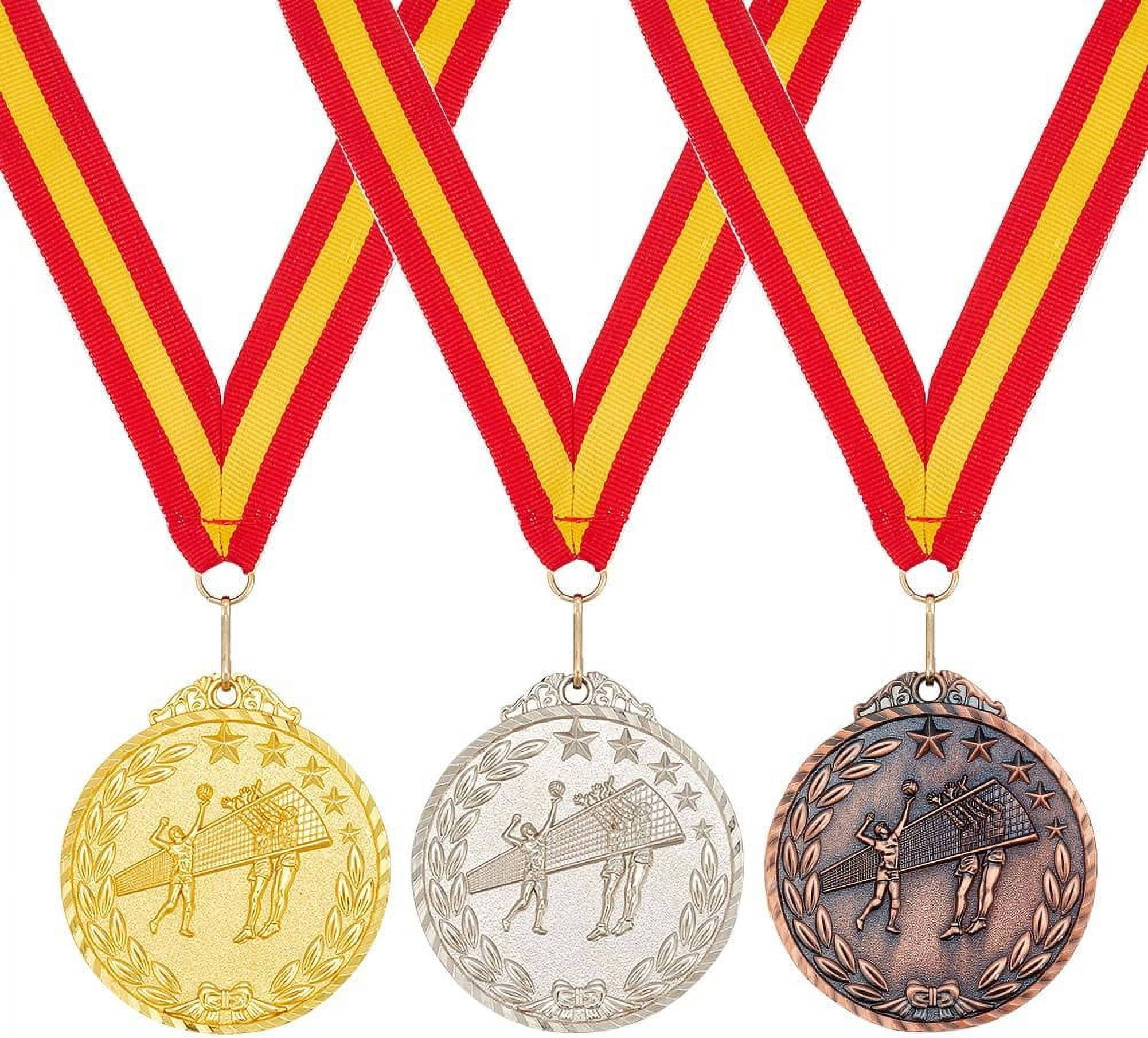 2nd Place Award Medals - Silver Sports Competition Medals With Neck Ribbons (6 Pack)