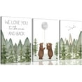 thumbnail image 1 of 3Pcs Baby Bear Nursery Wall Art Woodland Brown Bear Wall Decor Picture Mountain Nursery Print Love You To The Moon And Back painting Artwork for Boy Girl Newborn Home Decor, 1 of 6