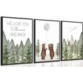 thumbnail image 1 of 3Pcs Baby Bear Nursery Wall Art Woodland Brown Bear Wall Decor Picture Mountain Nursery Print Love You To The Moon And Back painting Artwork for Boy Girl Newborn Home Decor, 1 of 6