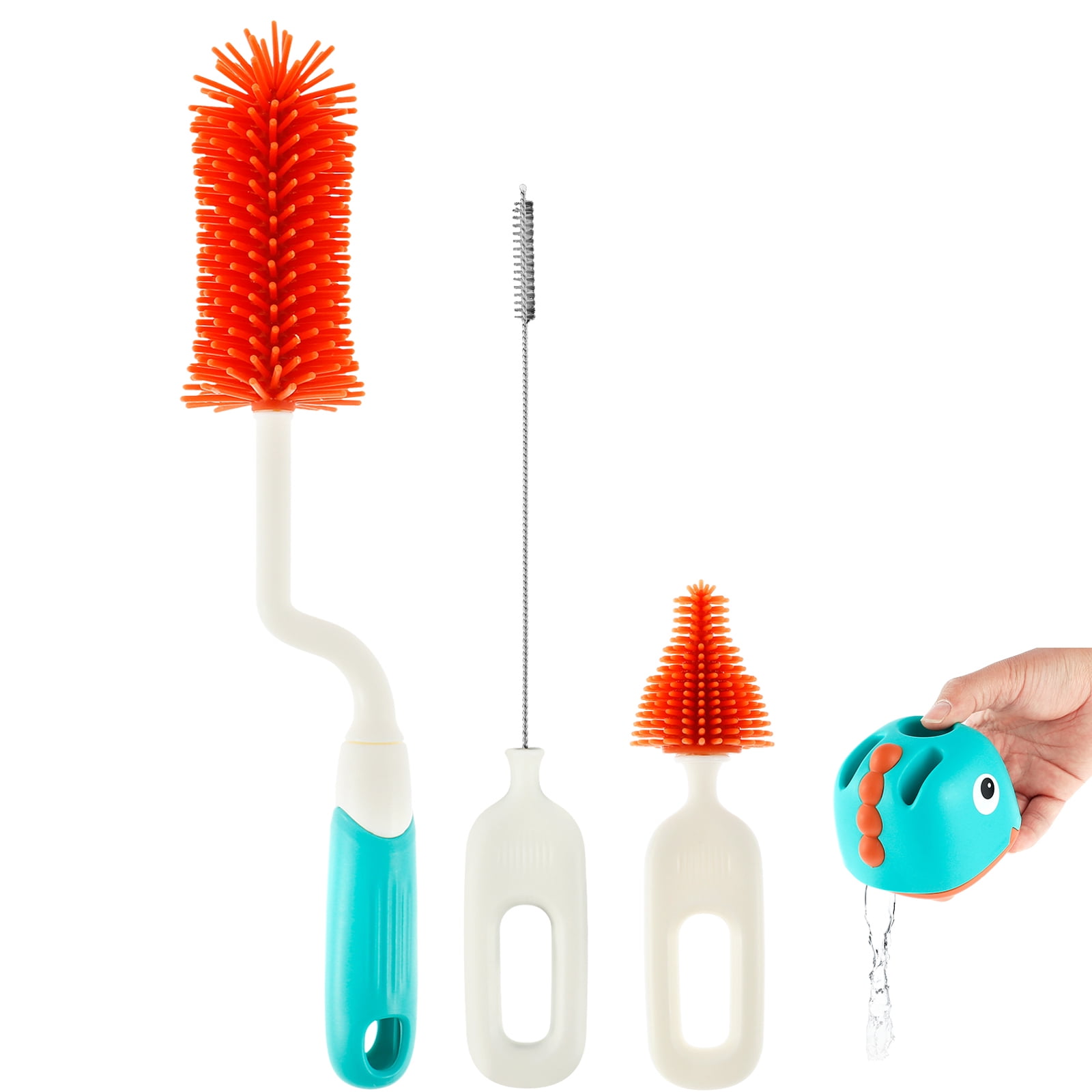 3Pcs Baby Bottle Brush and Nipple Cleaning Set,Travel Portable Bottle