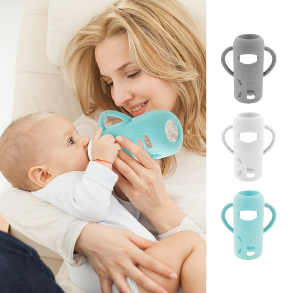 3Pcs Baby Bottle Sleeves with Handle Insulated Glass Baby Bottle Sleeve Silicone Baby Bottle Cover Compatible with Dr. Brown's Glass Bottles 250ml for Home Baby Bottles