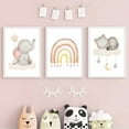 thumbnail image 1 of 3Pcs Baby Girls Animal Nursery Wall Art Prints Cute Elephant Rabbit Cat Poster Rainbow Cloud Canvas Painting Infant Kids Room Decor Wall Pictures, 1 of 6