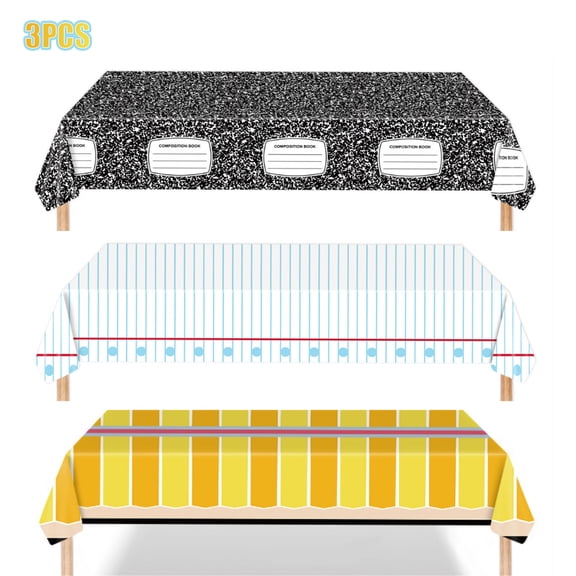 3Pcs Back to School Party Decorations 54 x 108 Inch Tablecloth 100th Day of School Disposable Rectangle Table Cover for Teacher First Day of School Grad Party Supplies