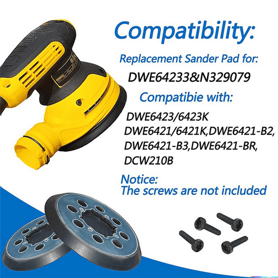 3Pcs Backing Pad 5 Inch Sanding Pad 8-Hole Hook and Loop Sander Pad Part for DWE6423 N329079 Working with Models Parts
