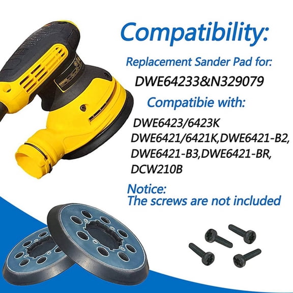 3Pcs Backing Pad 5 Inch Sanding Pad 8-Hole Hook and Loop Sander Pad Part for DWE6423 N329079 Working with Models Parts