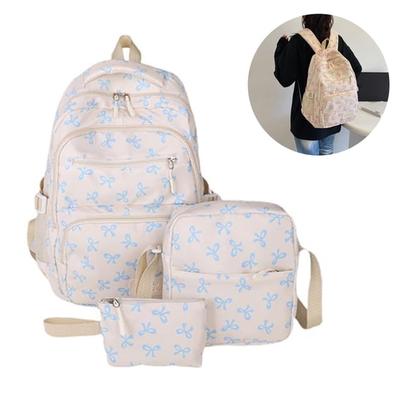 3Pcs Backpack For School Large Capacity Aesthetic School Backpack with Crossbody Bag & Pouch Water Resistant Casual Daypack for College Travel Daily Use