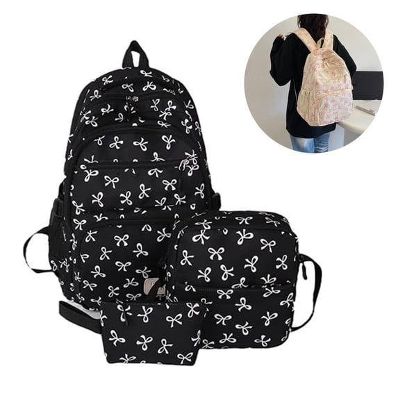 3Pcs Backpack For School Large Capacity Aesthetic School Backpack with Crossbody Bag & Pouch Water Resistant Casual Daypack for College Travel Daily Use