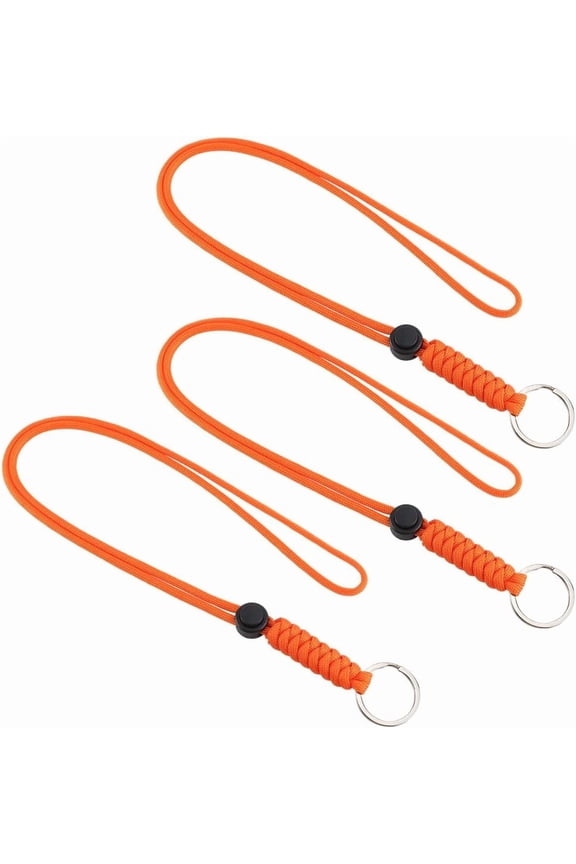 3Pcs Badge Lanyard with Key Ring Neck Lanyard Keychain Cord 18" Long Orange