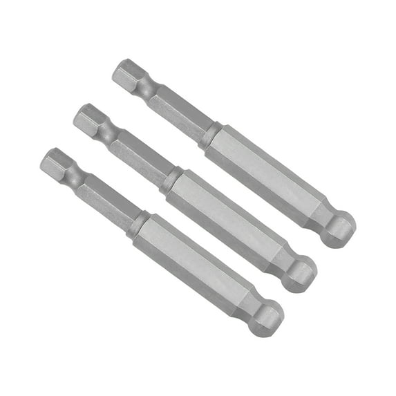 3Pcs Ball End Hex Bits 1/4 Inch Hex Shank 2.6 Inch Length Magnetic H8 Head Screwdriver S2 HRC58 Screw Driver Bit
