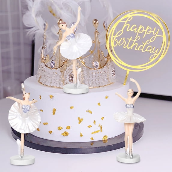 3Pcs Ballet Girl Cake Topper Baking Cake Decoration Tools Sweet Girl Dessert Table Decor Decorations Birthday Home Decor