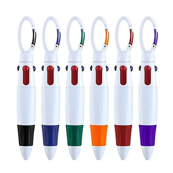 3Pcs Ballpoint Pen Retractable Multi-use Durable Write Four Neon Colors with Carabiner Keychain Student Ballpoint Pen for Student,Random Color