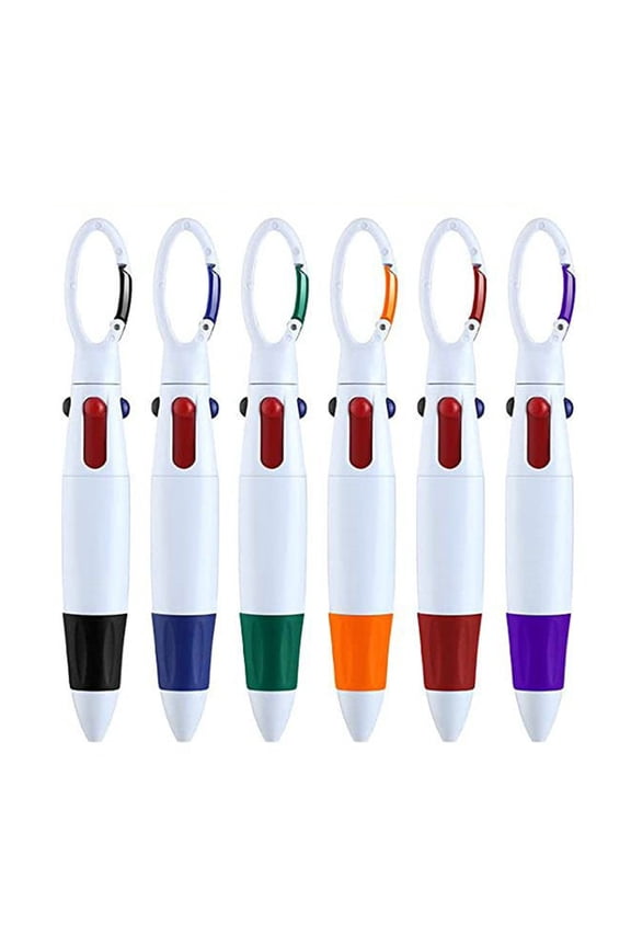 3Pcs Ballpoint Pen Retractable Multi-use Durable Write Four Neon Colors with Carabiner Keychain Student Ballpoint Pen for Student,Random Color