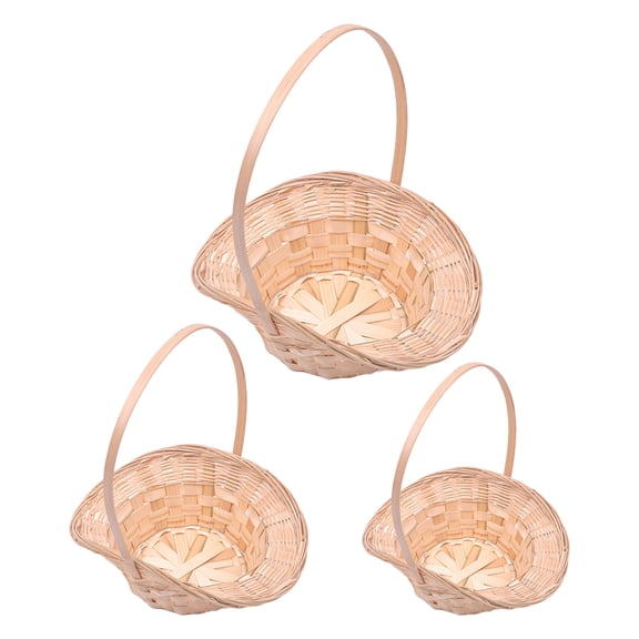 DEEPCRAFF 3Pcs Multi-Function Bamboo Egg Basket Handheld Fruit Storage Basket Khaki