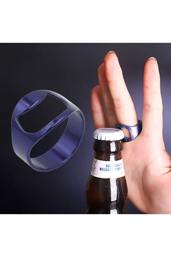 3Pcs Bartender Ring Opener,Portable Stainless Steel Beer Opener Jewelry,Blue