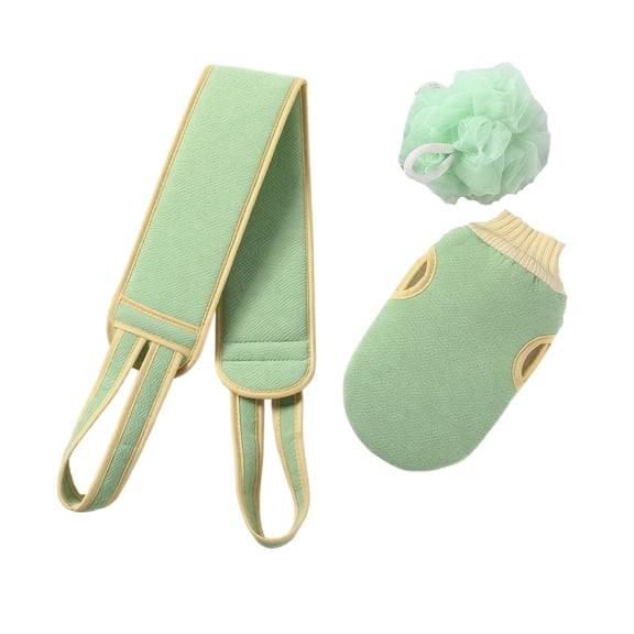 3Pcs Bath Set with Double-Sided Exfoliating Washcloth, Bath Sponge & Long Back Scrubber for Deep Cleansing, Gentle Exfoliation & Easy Self-Use – Ideal for Adults, Home & Spa