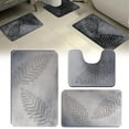 thumbnail image 1 of 3Pcs Bathroom Rugs, Leaves Bath Mat Toilet Mats, Soft Comfortable Non-Slip Bathroom Rug Set Machine Washable Bath Mat Bathroom Rug Bathroom Carpet Bath Mats for Bathroom(Light Ashy), 1 of 8