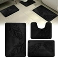 thumbnail image 1 of 3Pcs Bathroom Rugs, Leaves Bath Mat Toilet Mats, Soft Comfortable Non-Slip Bathroom Rug Set Machine Washable Bath Mat Bathroom Rug Bathroom Carpet Bath Mats for Bathroom(Black), 1 of 8