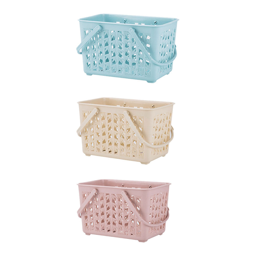 3Pcs Bathroom Storage Basket Plastic Organizing Basket Desktop Storage