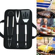 3Pcs Bbq Grill Tool Set, Bbq Grill Tool Kit with Storage Bag Extra Thick Stainless Steel Spatula Fork & Tongs Mrmosy