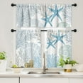 thumbnail image 1 of 3Pcs Beach Starfish Seashell Kitchen Curtains,Blue Coastal Window Curtains Valance and Tier 36 Inch Length Small Kitchen Window Curtains for Kitchen Living Room Bedroom Bathroom Decor, 1 of 5