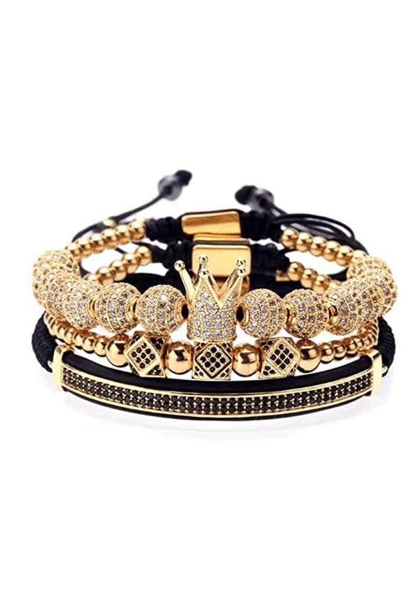 3Pcs Luxury Glamour Royal Stacking Beaded Bracelet Set - Unisex Luxury Gift