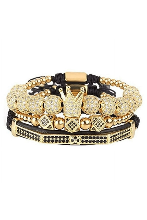 3Pcs Beaded Bracelet Luxury Glamour Fashion Bracelet Royal Stacking Bracelet Set Unisex Luxury Gifts